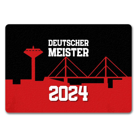 Leverkusen Fußmatte in 35x50 cm ohne Rand mit Spruch Deutscher Meister 2024