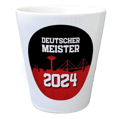Leverkusen Blumentopf mit Spruch Deutscher Meister 2024