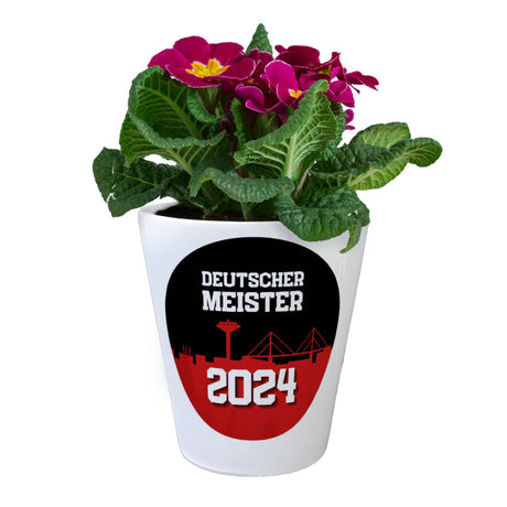 Leverkusen Blumentopf mit Spruch Deutscher Meister 2024