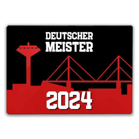 Leverkusen Schneidebrett aus Glas Glas mit Spruch Deutscher Meister 2024