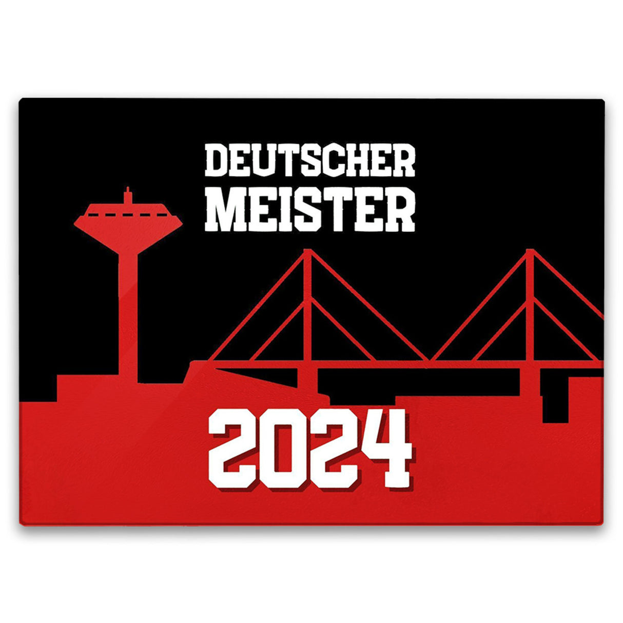 Leverkusen Schneidebrett aus Glas Glas mit Spruch Deutscher Meister 2024