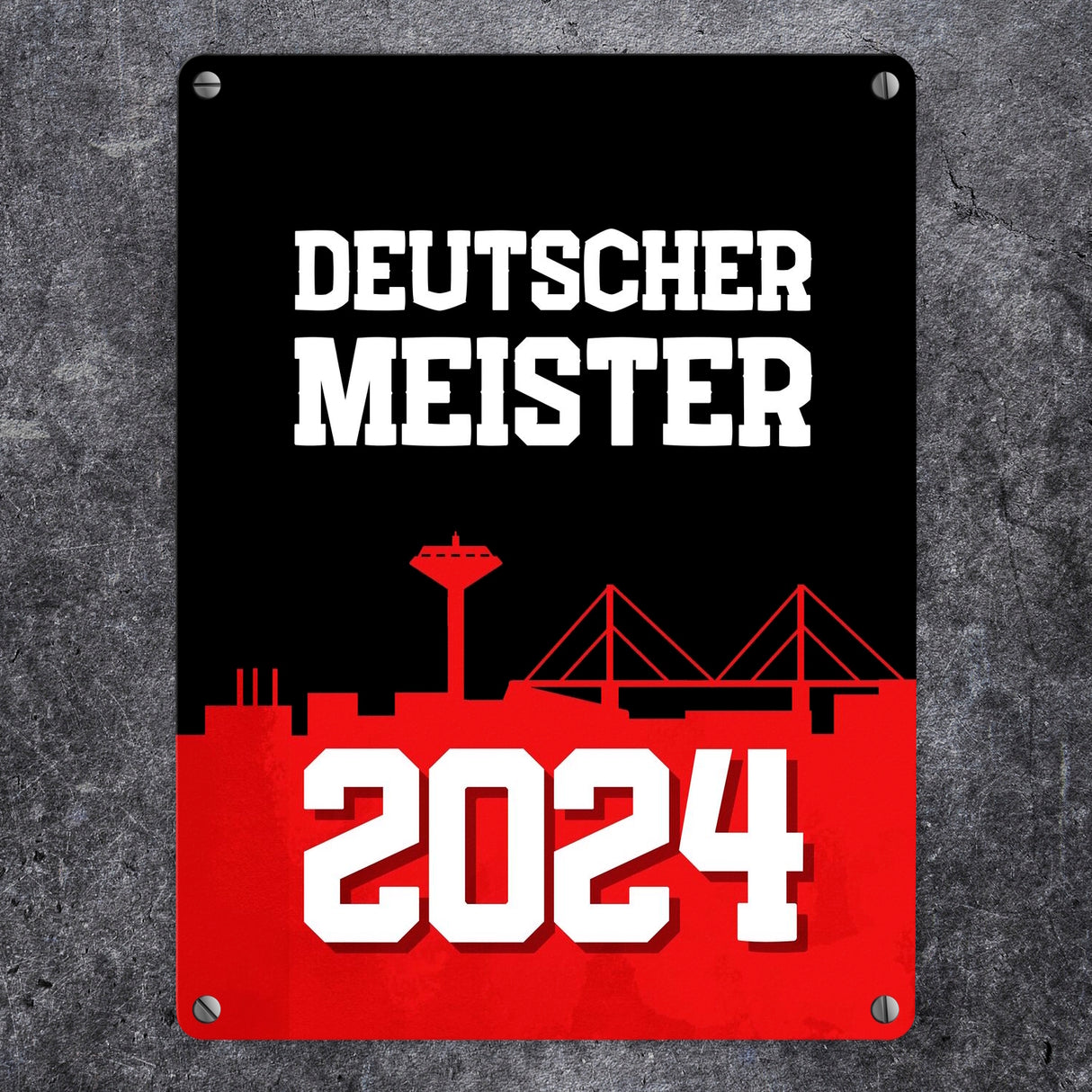 Leverkusen Metallschild in 15x20 cm mit Spruch Deutscher Meister 2024