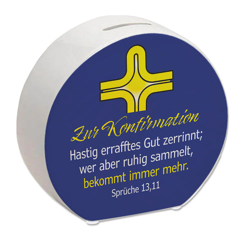 Zur Konfirmation Spardose mit Bibelvers Sprüche 13,11