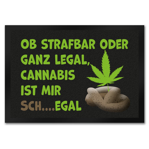 Cannabis-Blatt Fußmatte in 35x50 cm mit Spruch Legal oder nicht Cannabis egal