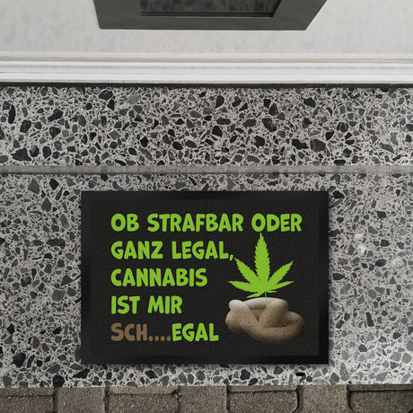 Cannabis-Blatt Fußmatte in 35x50 cm mit Spruch Legal oder nicht Cannabis egal