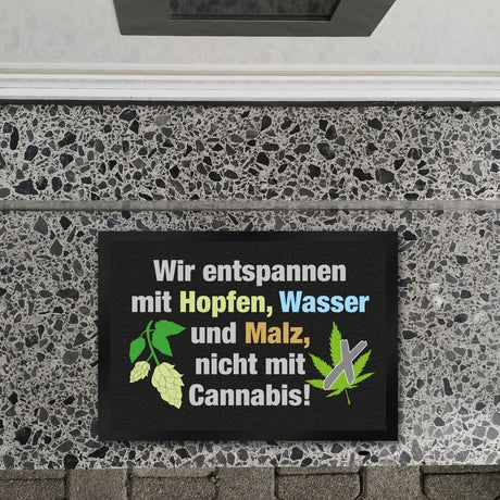 Bier statt Cannabis Fußmatte in 35x50 cm mit Spruch Entspannung mit Bier nicht Cannabis