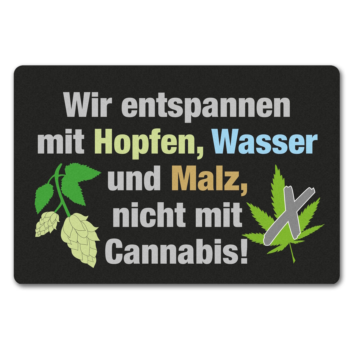 Bier statt Cannabis Fußmatte in 35x50 cm ohne Rand mit Spruch Entspannung mit Bier nicht Cannabis