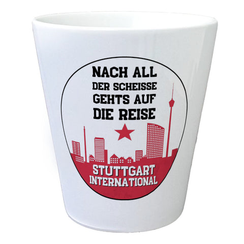 Stuttgart Europapokal Blumentopf mit Spruch Stuttgart International