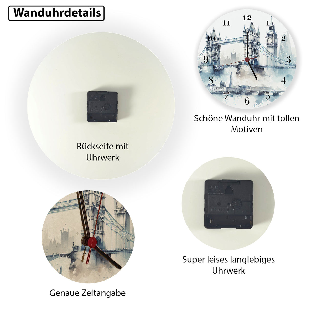 Wahrzeichen London Wanduhr