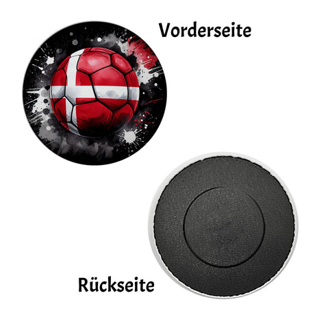 Fußball Dänemark Flagge Magnet rund