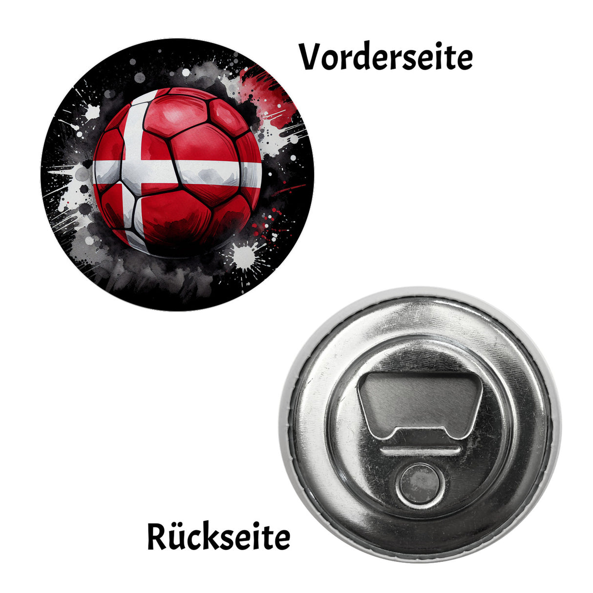 Fußball Dänemark Flagge Magnet rund