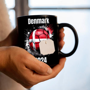 Fußball Dänemark Flagge Tasse in Schwarz
