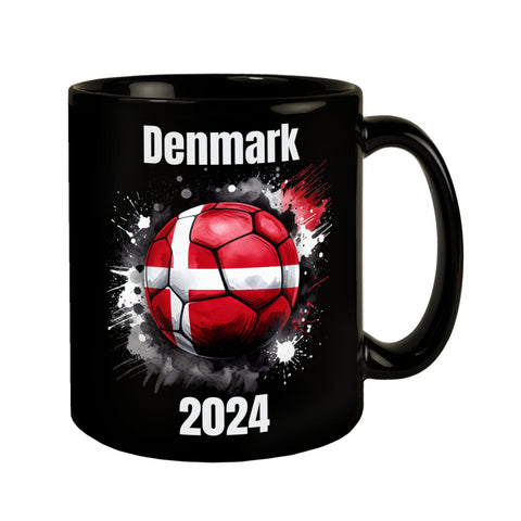 Fußball Dänemark Flagge Tasse in Schwarz