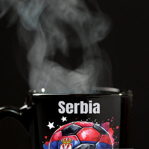 Fußball Serbien Flagge Tasse in Schwarz