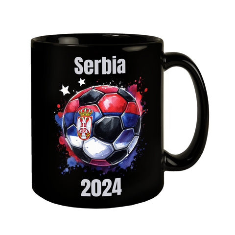 Fußball Serbien Flagge Tasse in Schwarz