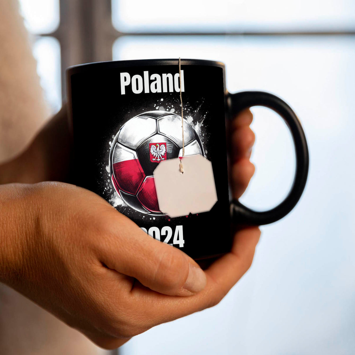 Fußball Polen Flagge Tasse in Schwarz