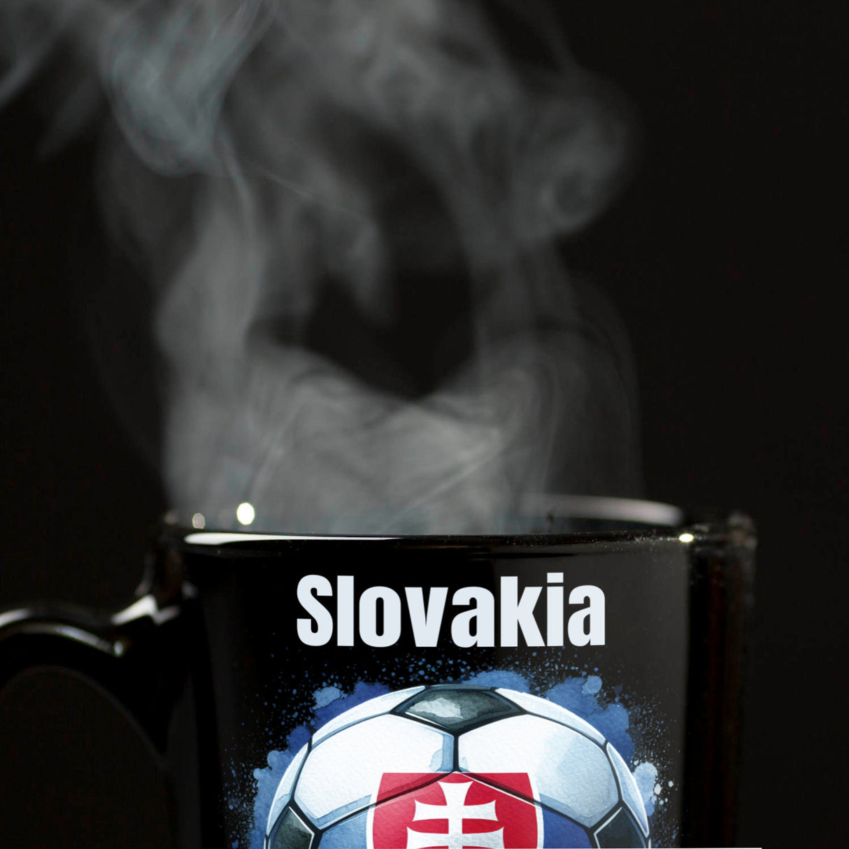 Fußball Slowakei Flagge Tasse in Schwarz