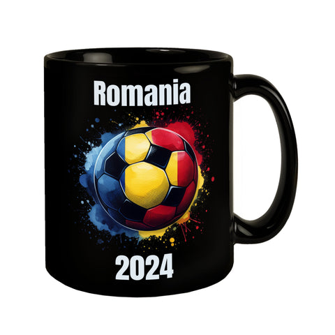 Fußball Rumänien Flagge Tasse in Schwarz