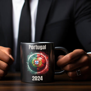 Fußball Portugal Flagge Tasse in Schwarz