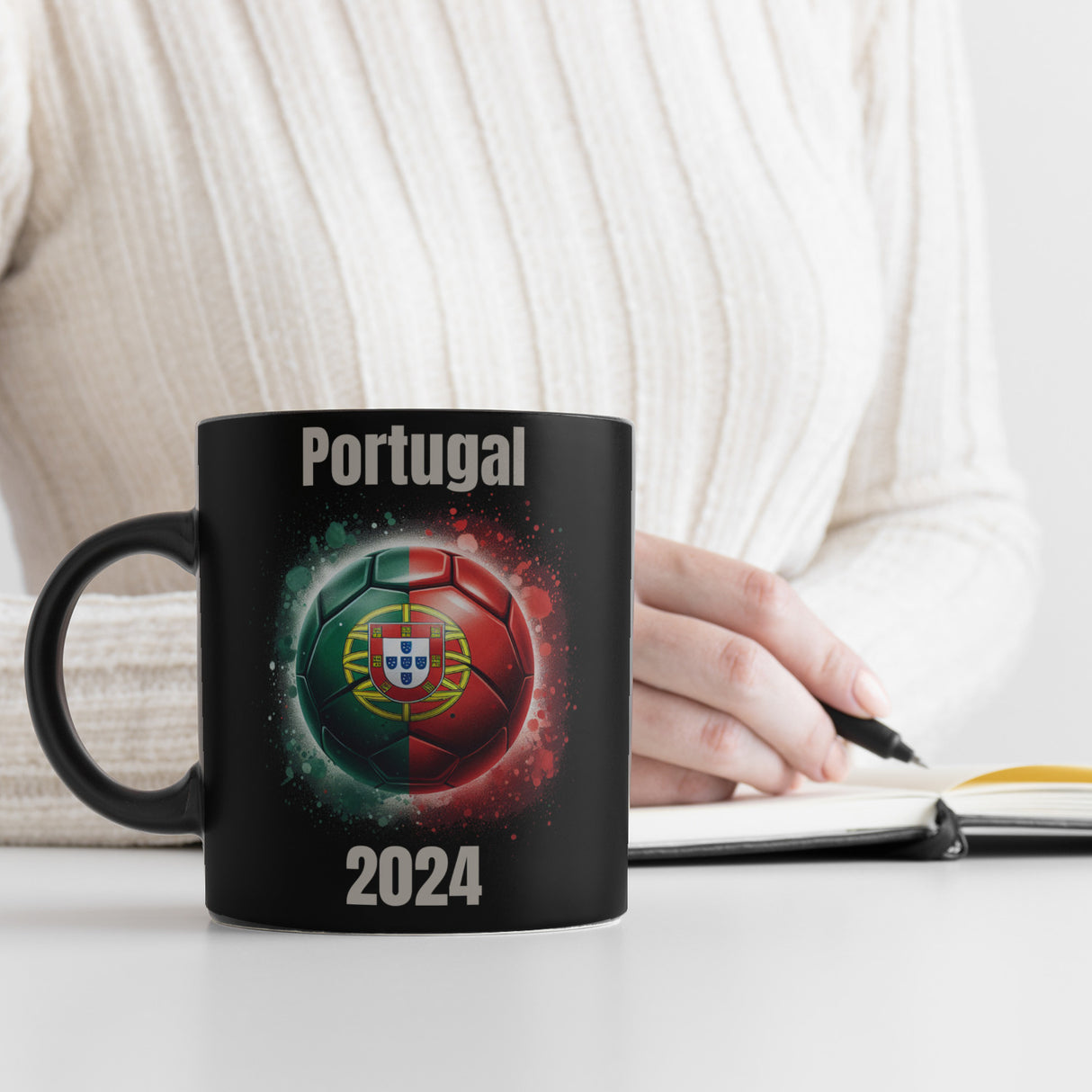 Fußball Portugal Flagge Tasse in Schwarz