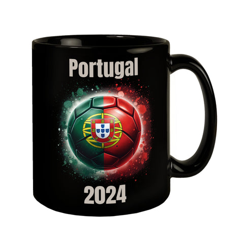 Fußball Portugal Flagge Tasse in Schwarz