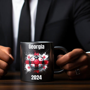 Fußball Georgien Flagge Tasse in Schwarz