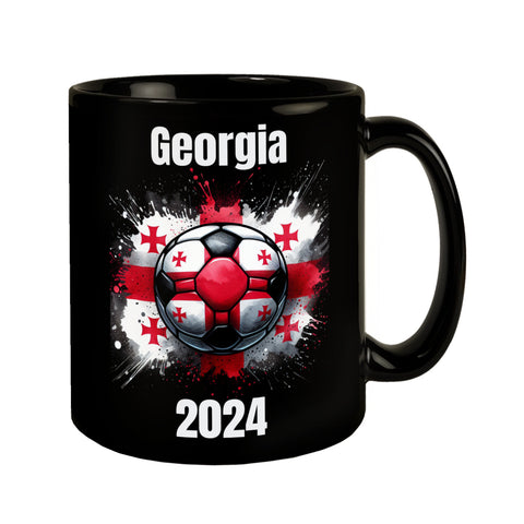 Fußball Georgien Flagge Tasse in Schwarz