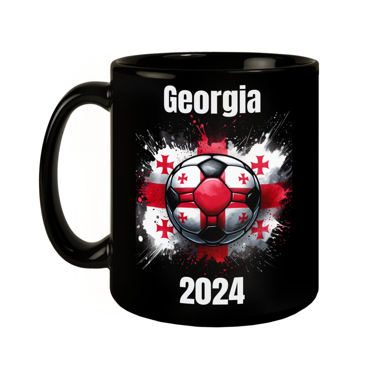 Fußball Georgien Flagge Tasse in Schwarz