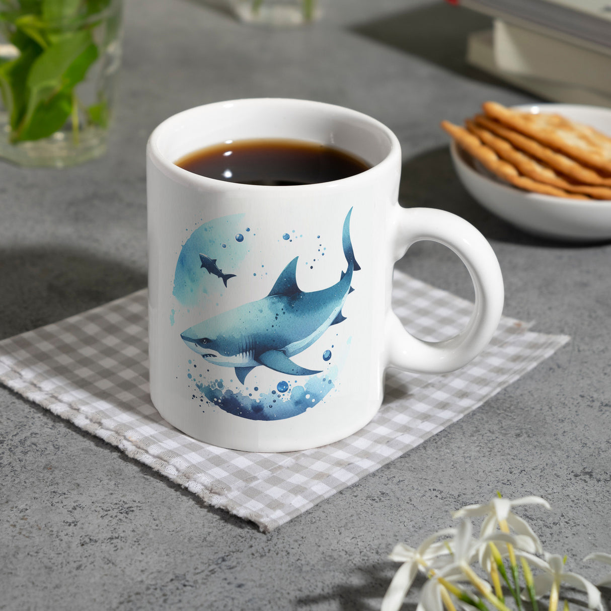 Haifisch im Wasser Kaffeebecher