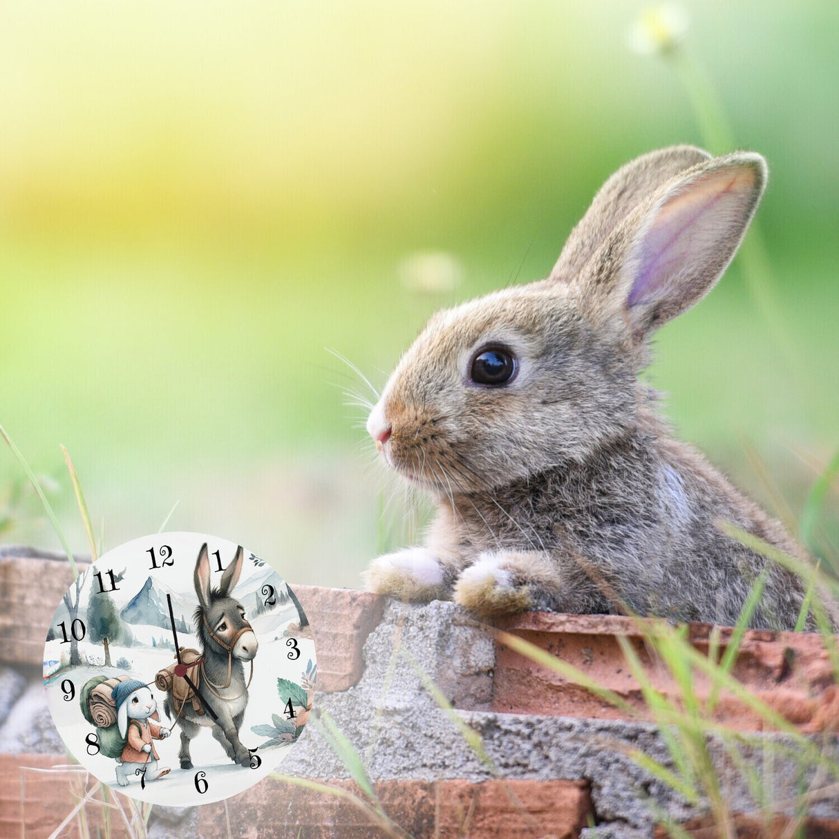 Hase und Esel Wanderschaft Wanduhr