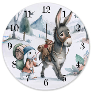 Hase und Esel Wanderschaft Wanduhr