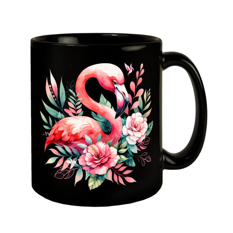 Rosa Flamingo Tasse in Schwarz