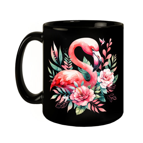 Rosa Flamingo Tasse in Schwarz