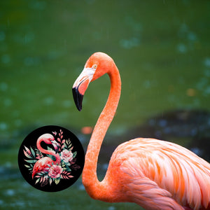 Rosa Flamingo Magnet rund