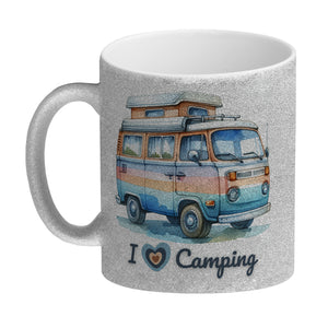 Campervan Kaffeebecher mit Spruch I love Camping