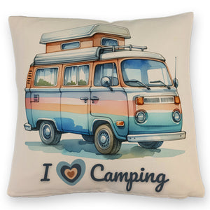 Campervan Kissen mit Spruch I love Camping