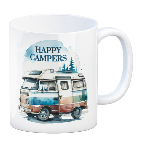 Campingwagen Kaffeebecher mit Spruch Happy Campers