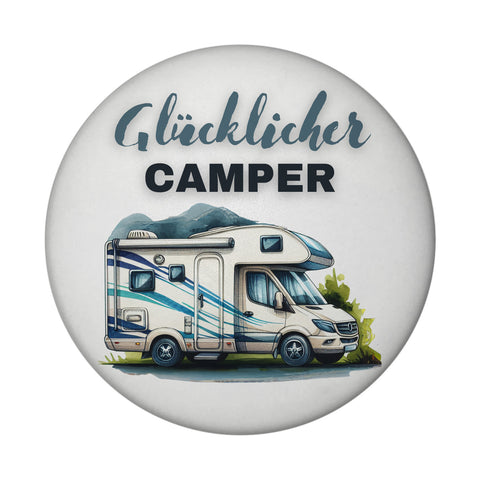 Wohnmobil Magnet rund mit Spruch Glücklicher Camper
