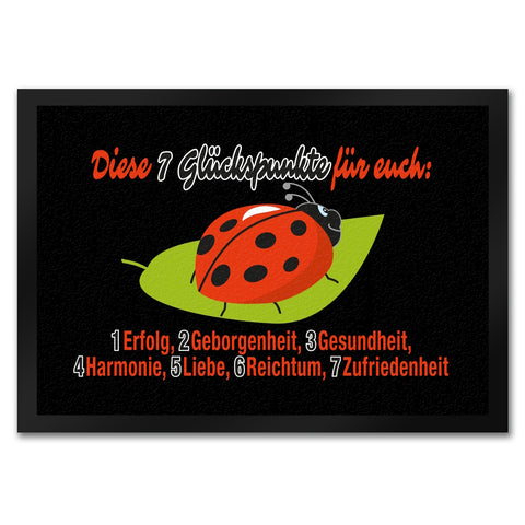 Marienkäfer Fußmatte in 35x50 cm mit Spruch Sieben Glückspunkte