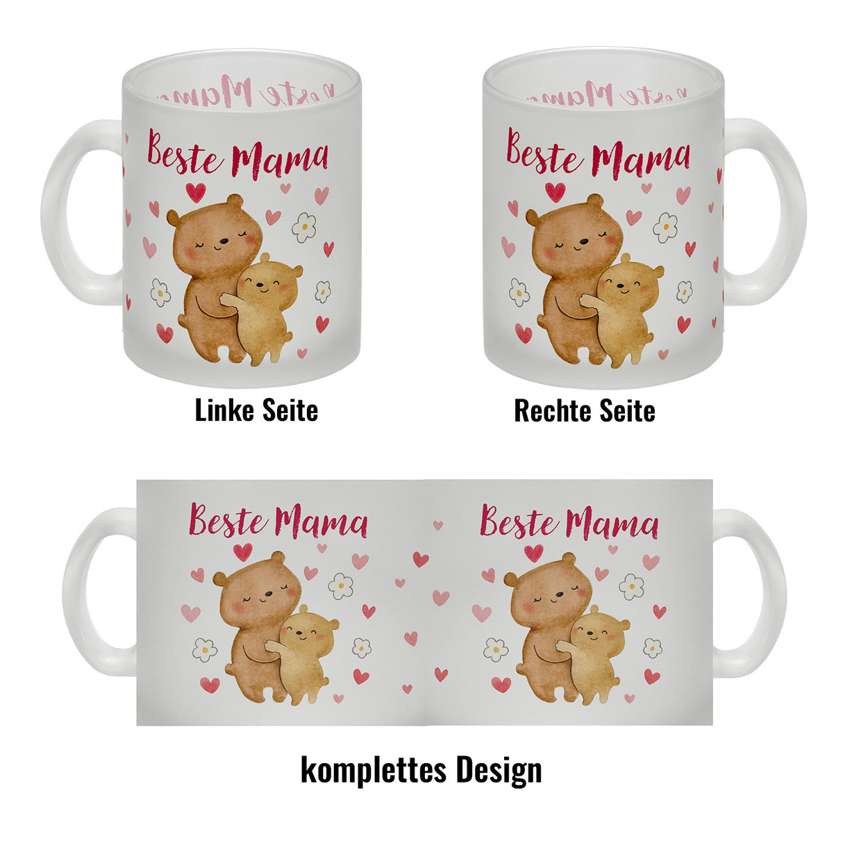 Bären Mutter und Kind Kaffeebecher mit Spruch Beste Mama