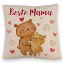 Bären Mutter und Kind Kissen mit Spruch Beste Mama