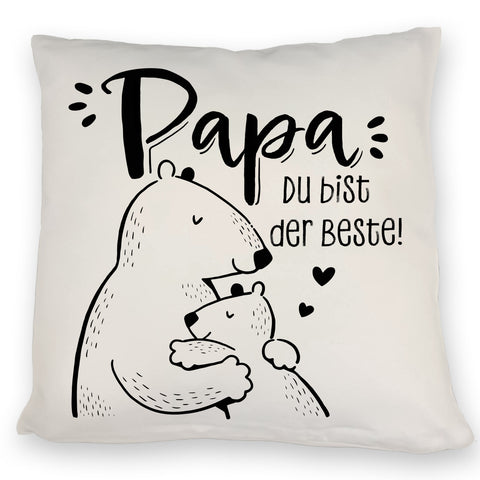 Bären Papa und Kind Kissen mit Spruch Papa du bist der Beste