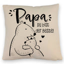 Bären Papa und Kind Kissen mit Spruch Papa du bist der Beste