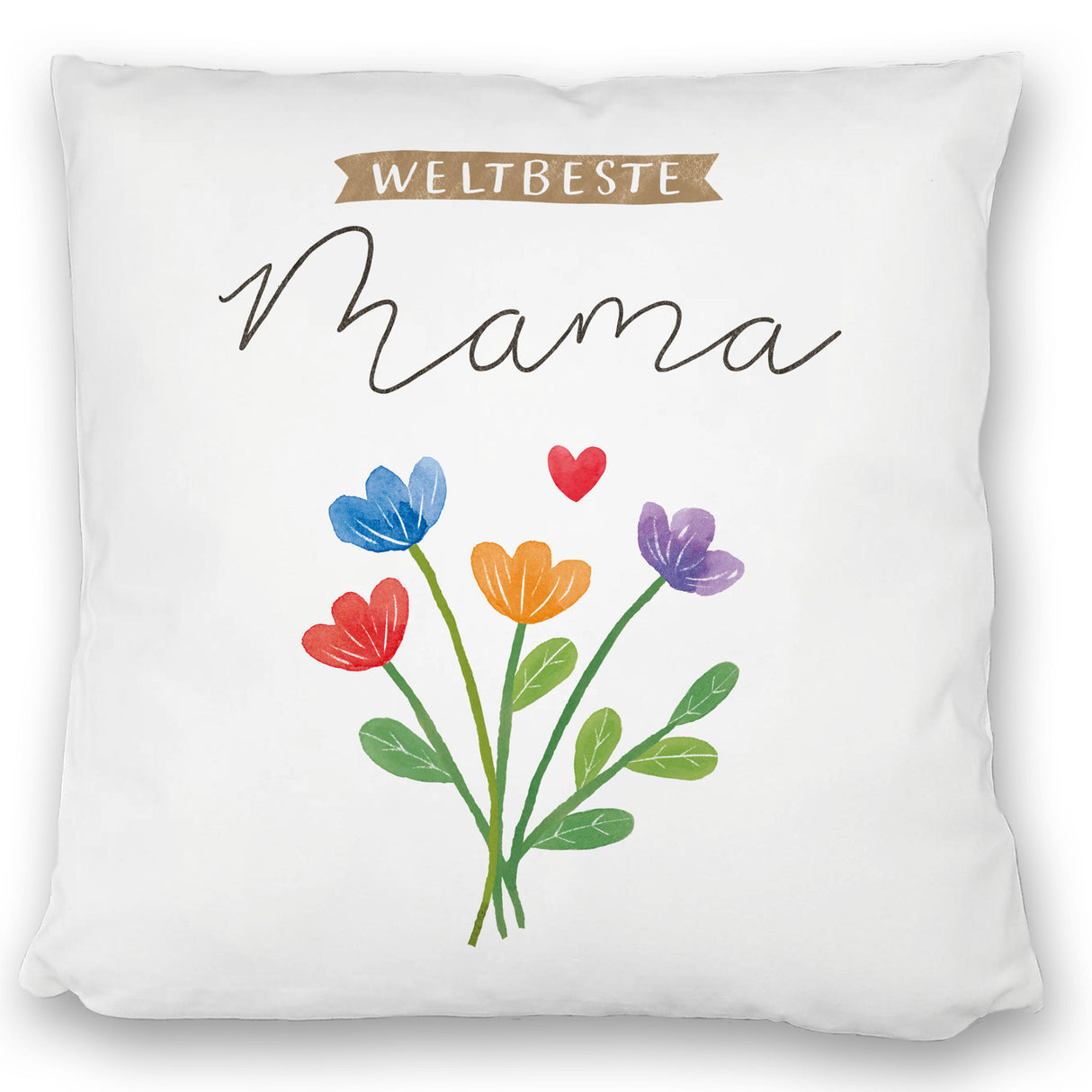 Blumenstrauß Kissen mit Spruch Weltbeste Mama