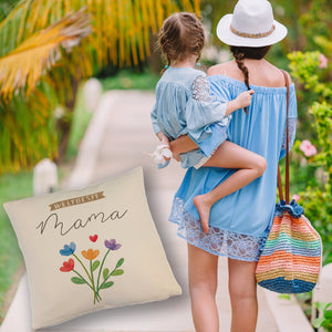 Blumenstrauß Kissen mit Spruch Weltbeste Mama