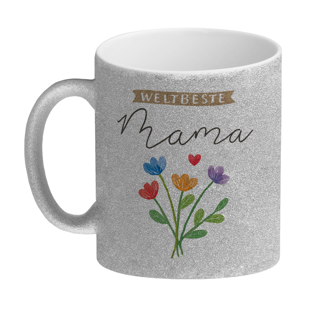 Blumenstrauß Kaffeebecher mit Spruch Weltbeste Mama