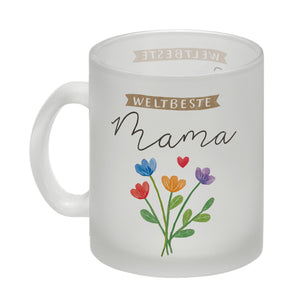 Blumenstrauß Kaffeebecher mit Spruch Weltbeste Mama