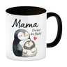 Pinguin Mutter und Kind Kaffeebecher mit Spruch Mama du bist die Beste