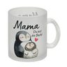 Pinguin Mutter und Kind Kaffeebecher mit Spruch Mama du bist die Beste