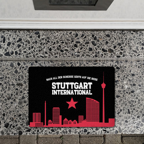 Stuttgart Europapokal Fußmatte in 35x50 cm ohne Rand mit Spruch Stuttgart International